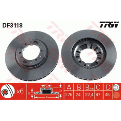 Stabdžių diskas
                                TRW                                                DF3118, TRW, DF3118, aut