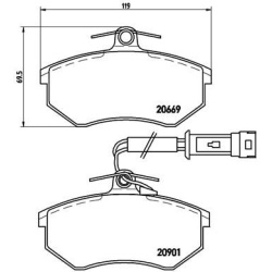 stabdžių trinkelių rinkinys, diskinis stabdys PRIME LINE
                                BREMBO                           