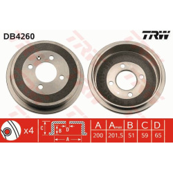 stabdžių būgnas
                                TRW                                                DB4260, TRW, DB4260, au