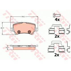 stabdžių trinkelių rinkinys, diskinis stabdys
                                TRW                                         