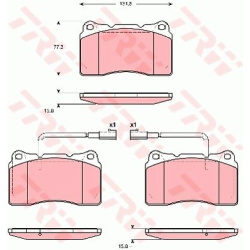 stabdžių trinkelių rinkinys, diskinis stabdys COTEC
                                TRW                                   
