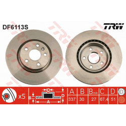 stabdžių diskas (1vnt) TRW SINGLE
                                                DF6113S, TRW, DF6113S, auto detalė