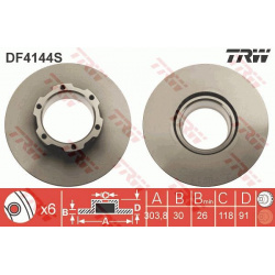 stabdžių diskas (1vnt) TRW SINGLE
                                                DF4144S, TRW, DF4144S, auto detalė
