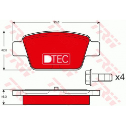 stabdžių trinkelių rinkinys, diskinis stabdys DTEC COTEC
                                TRW                              