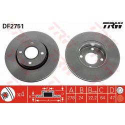stabdžių diskas (1vnt)
                                TRW                                                DF2751, TRW, DF27