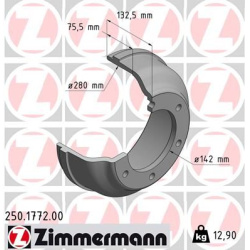 stabdžių būgnas
                                ZIMMERMANN                                250.1772.00, Nenurodytas gaminto
