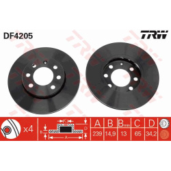 Stabdžių diskas
TRW DF4205, TRW, DF4205, aut