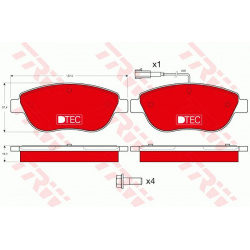 Stabdžių trinkelių rinkinys, diskinis stabdys DTEC COTEC
                                TRW                              