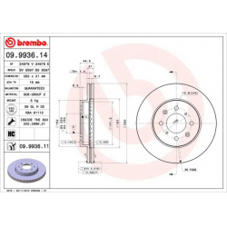 Stabdžių diskas PRIME LINE
                                BREMBO                                                09.9936.14