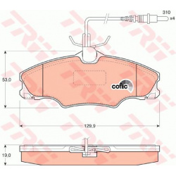 stabdžių trinkelių rinkinys, diskinis stabdys COTEC
                                TRW                                   
