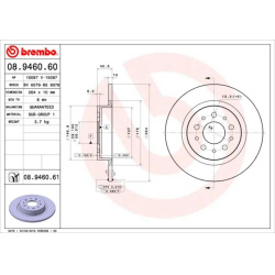 stabdžių diskas (1vnt) PRIME LINE - UV Coated
BREMBO 08.9460