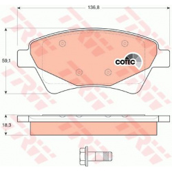 stabdžių trinkelių rinkinys, diskinis stabdys COTEC
                                TRW                                   
