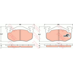 stabdžių trinkelių rinkinys, diskinis stabdys COTEC
                                TRW                                   