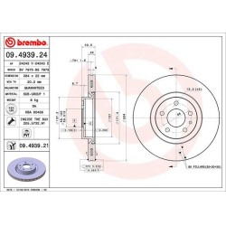 stabdžių diskas (1vnt) PRIME LINE - UV Coated
                                BREMBO                                09.4939