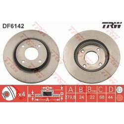 stabdžių diskas (1vnt)
                                TRW                                                DF6142, TRW, DF61