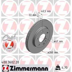 stabdžių diskas (1vnt) COAT Z
                                ZIMMERMANN                                400.3602.20, Nenuro
