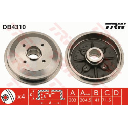 Stabdžių būgnas
                                TRW                                                DB4310, TRW, DB4310, au