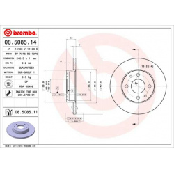 Stabdžių diskas PRIME LINE
                                BREMBO                                                08.5085.14