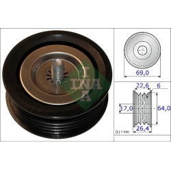 kreipiantysis skriemulys, V formos rumbuotas diržas
                                INA                                     