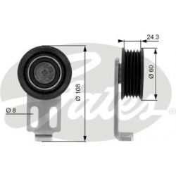 įtempiklio skriemulys, V formos rumbuotas diržas
GATES