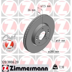 stabdžių diskas (1vnt) COAT Z
                                ZIMMERMANN                                320.3806.20, Nenuro