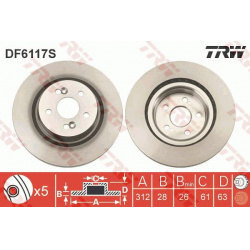 stabdžių diskas (1vnt) TRW SINGLE
                                                DF6117S, TRW, DF6117S, auto detalė