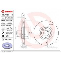 Stabdžių diskas PRIME LINE
                                BREMBO                                                09.A185.14