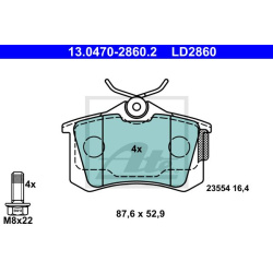 stabdžių trinkelių rinkinys, diskinis stabdys ATE Ceramic
                                                13.0470-2860.2, 