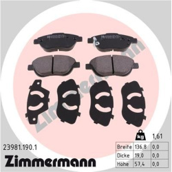 stabdžių trinkelių rinkinys, diskinis stabdys
                                ZIMMERMANN                                23