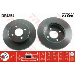 stabdžių diskas (1vnt)
                                TRW                                                DF4254, TRW, DF42