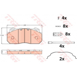 stabdžių trinkelių rinkinys, diskinis stabdys
TRW