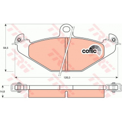 stabdžių trinkelių rinkinys, diskinis stabdys COTEC
                                TRW                                   