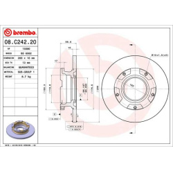 stabdžių diskas (1vnt) PRIME LINE
                                BREMBO                                                08.
