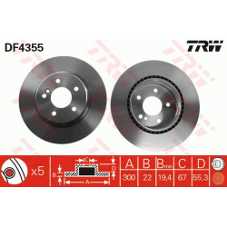 stabdžių diskas (1vnt)
                                TRW                                                DF4355, TRW, DF43
