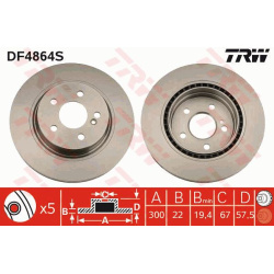 stabdžių diskas (1vnt) TRW SINGLE
                                                DF4864S, TRW, DF4864S, auto detalė