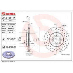 stabdžių diskas (1vnt) XTRA LINE - Xtra
                                BREMBO                                09.5166.1X, B