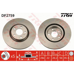 Stabdžių diskas
TRW DF2759, TRW, DF2759, aut