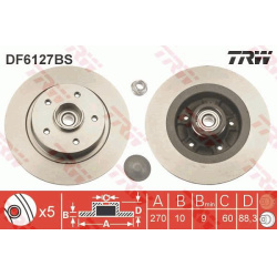 stabdžių diskas (1vnt) TRW SINGLE
                                                DF6127BS, TRW, DF6127BS, auto detalė