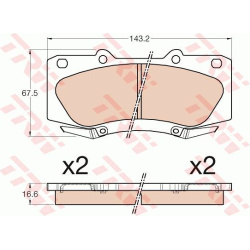 stabdžių trinkelių rinkinys, diskinis stabdys COTEC
                                TRW                                   