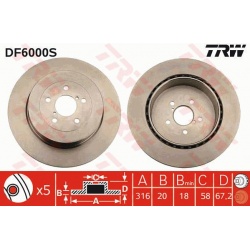 stabdžių diskas (1vnt) TRW SINGLE
                                                DF6000S, TRW, DF6000S, auto detalė