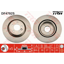 stabdžių diskas (1vnt) TRW SINGLE
                                                DF4792S, TRW, DF4792S, auto detalė