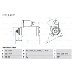 Starteris
                                BOSCH                                                0986019890, BOSCH, 0986019890,