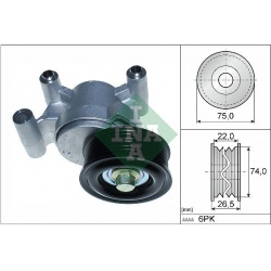 diržo įtempiklis, V formos rumbuotas diržas
INA