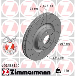 stabdžių diskas (1vnt) COAT Z
                                ZIMMERMANN                                400.3681.20, Nenuro