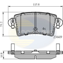 Stabdžių kaladėlės galinės
                                COMLINE                                                CBP010