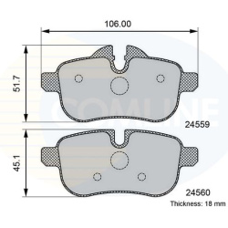 stabdžių trinkelių rinkinys, diskinis stabdys
                                COMLINE                                     