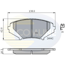 stabdžių trinkelių rinkinys, diskinis stabdys
COMLINE