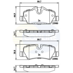 Stabdžių kaladėlės galinės
                                COMLINE                                                CBP022