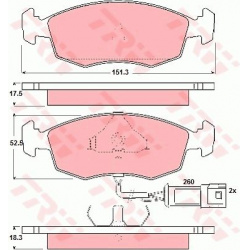 stabdžių trinkelių rinkinys, diskinis stabdys
                                TRW                                GDB301, T