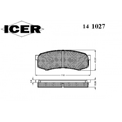 Stabdžių kaladėlės galinės
                                ICER                                141027, ICER, 141027, aut